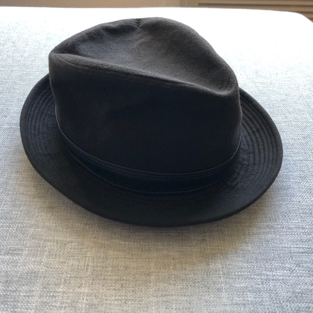 Hermès Black Leather-Trimmed Cashmere Fedora